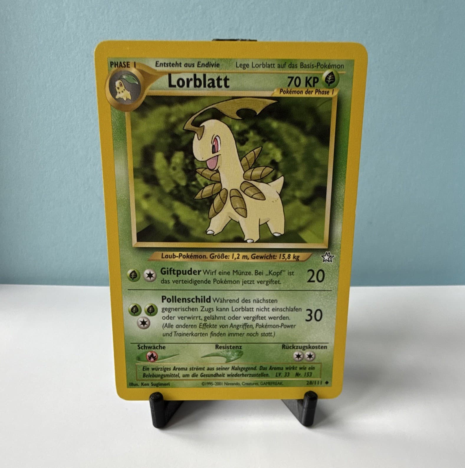 Pokémon TCG Lorblatt Neo Genesis Uncommon 28/111 Deutsch 2001 70 KP Phase 1