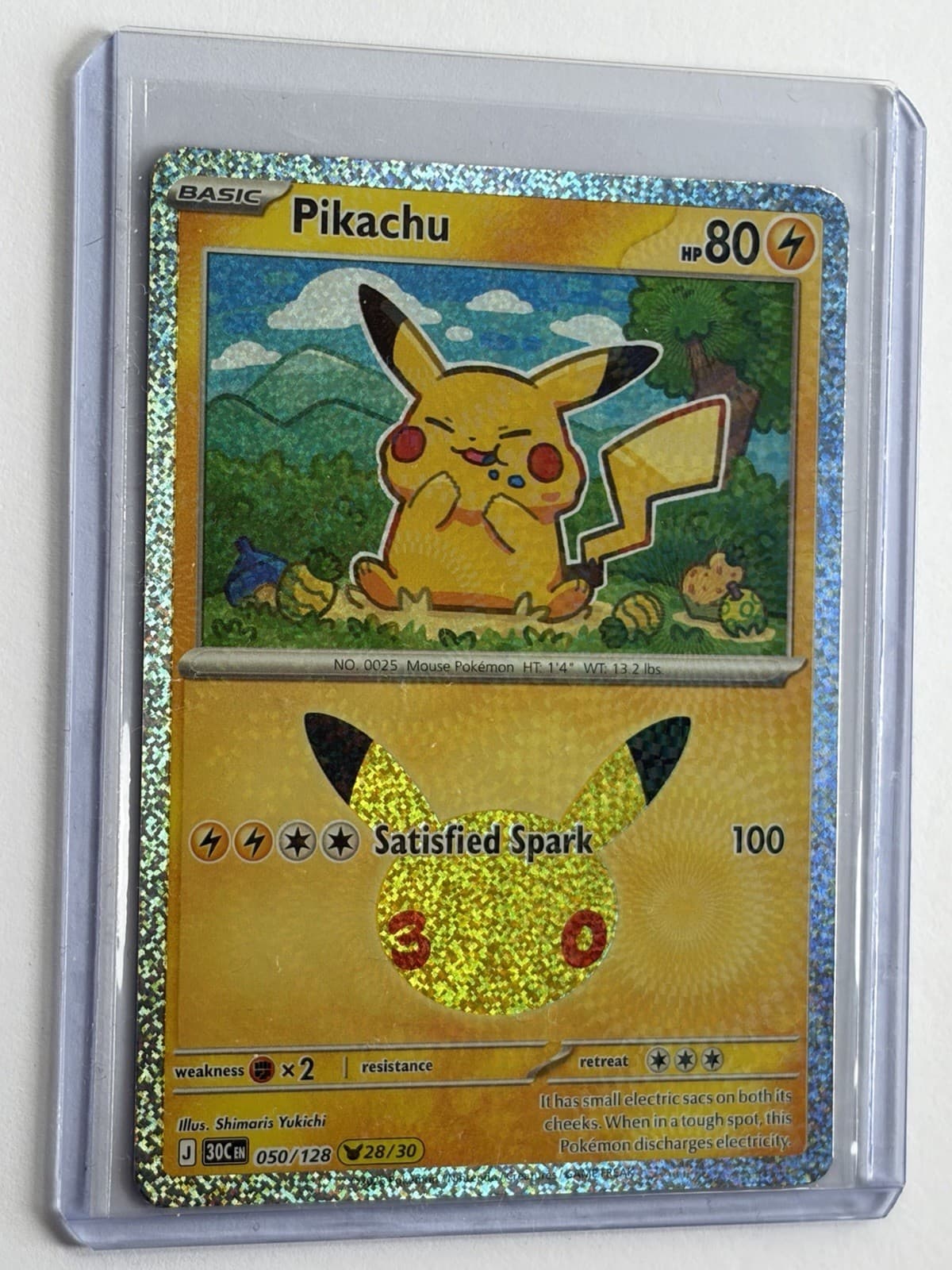 Pikachu 28/30 Pokemon 30th Celebration Holo NM 50/128