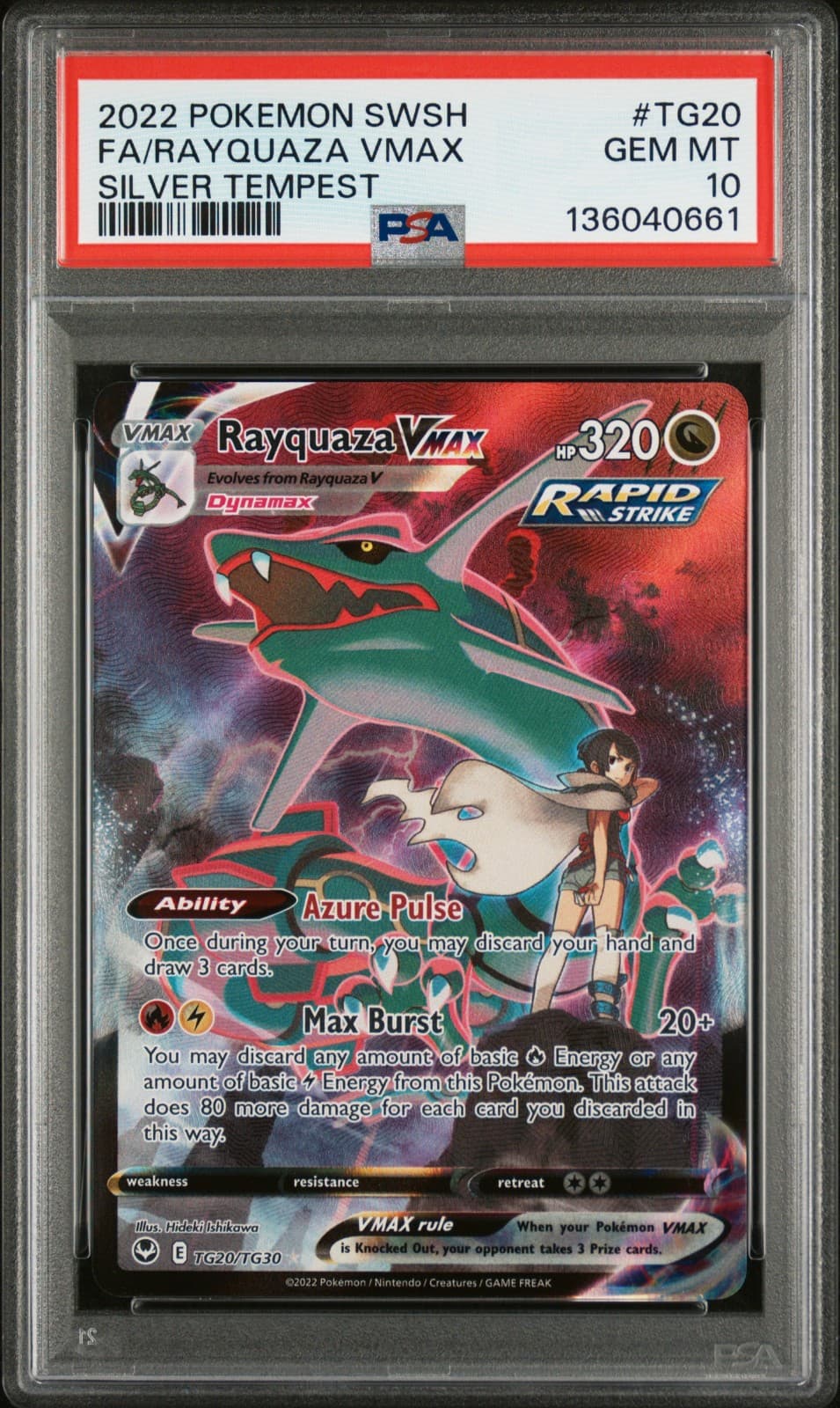 Pokemon TCG Rayquaza VMAX Silver Tempest TG20/TG30 Silver Tempest PSA 10