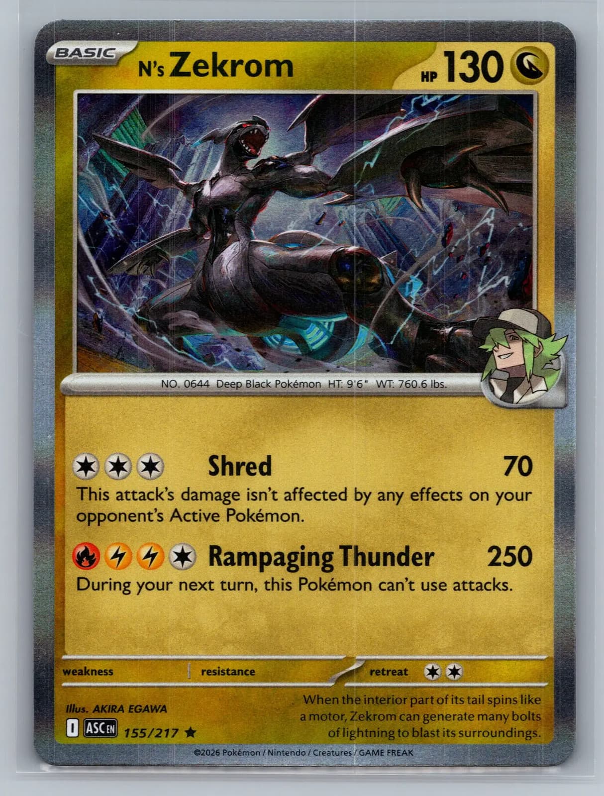 N's Zekrom 155/217 Ascended Heroes Holo Rare Pokemon TCG NM — photo 1 of 2