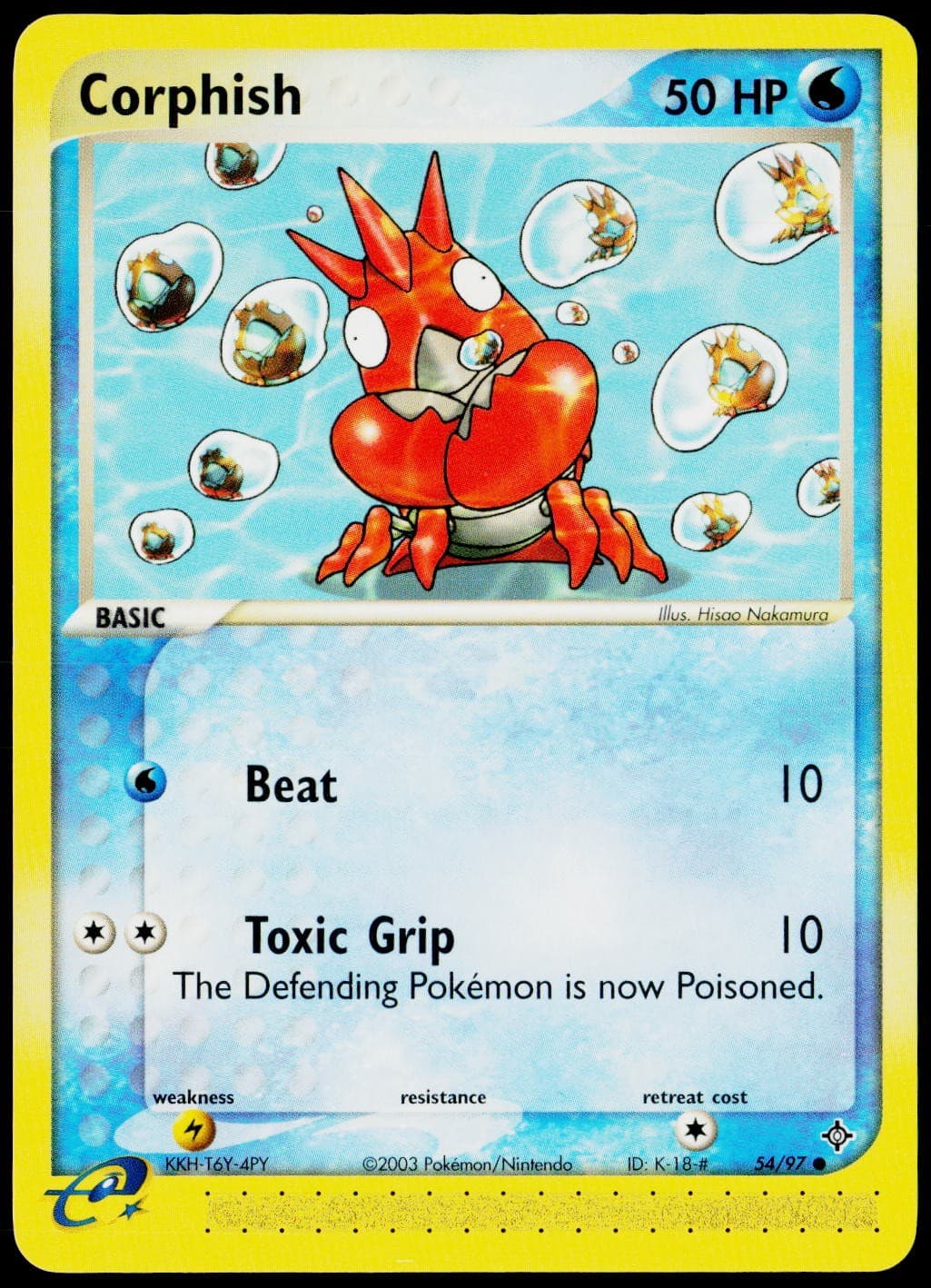 Corphish 54/97 Common Dragon Pokemon Lightly Played