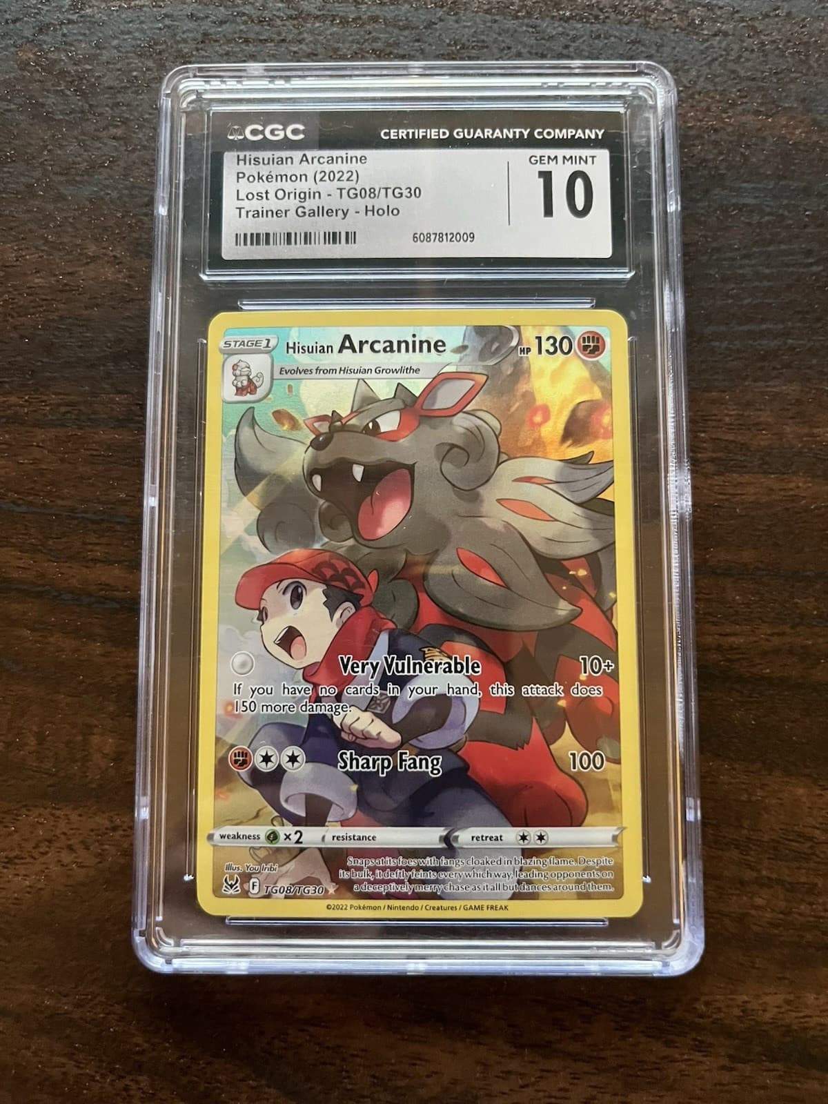 Hisuian Arcanine TG08/TG30 Swsh11: Lost Origin Trainer Gallery Holo CGC10