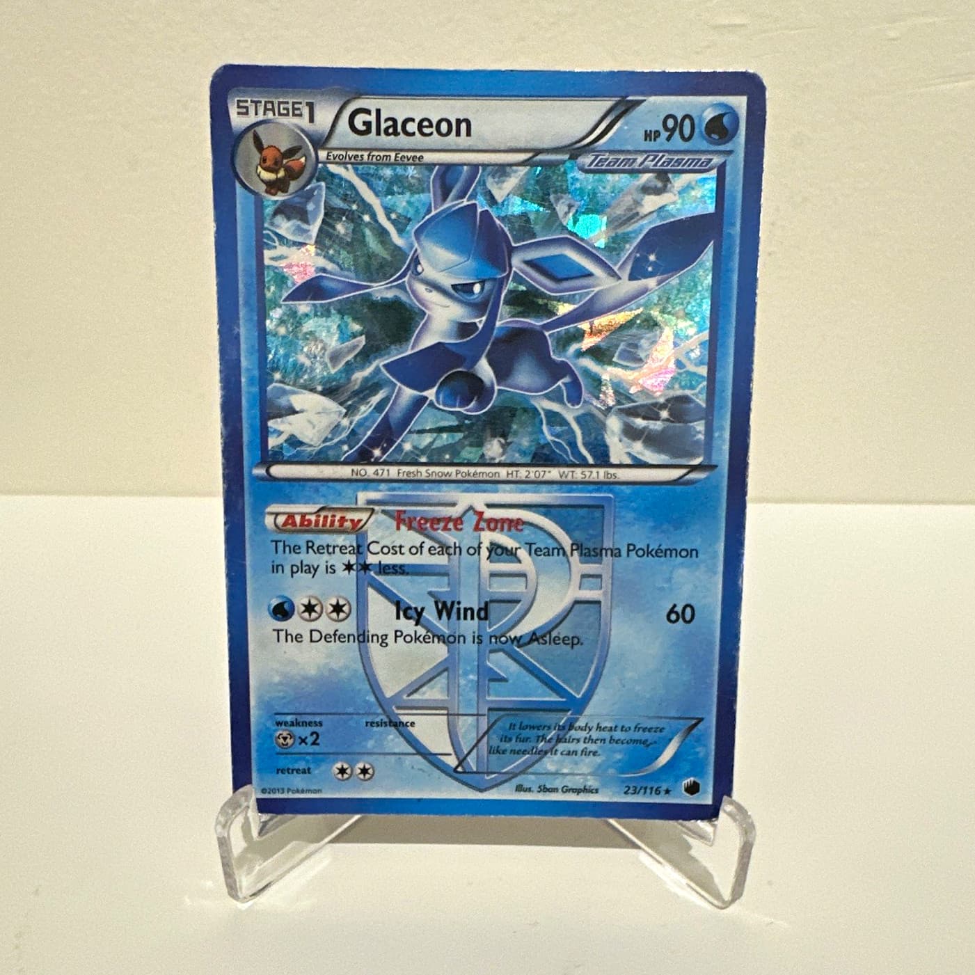 Pokemon TCG Glaceon 23/116 Plasma Freeze Rare Regular Stage 1 EN Team Plasma
