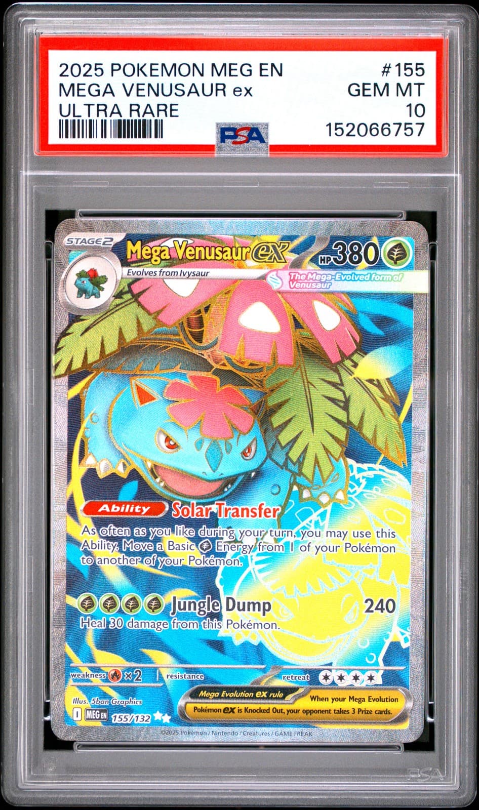 2025 POKEMON MEG EN-MEGA EVOLUTION ULTRA RARE #155 MEGA VENUSAUR EX PSA 10