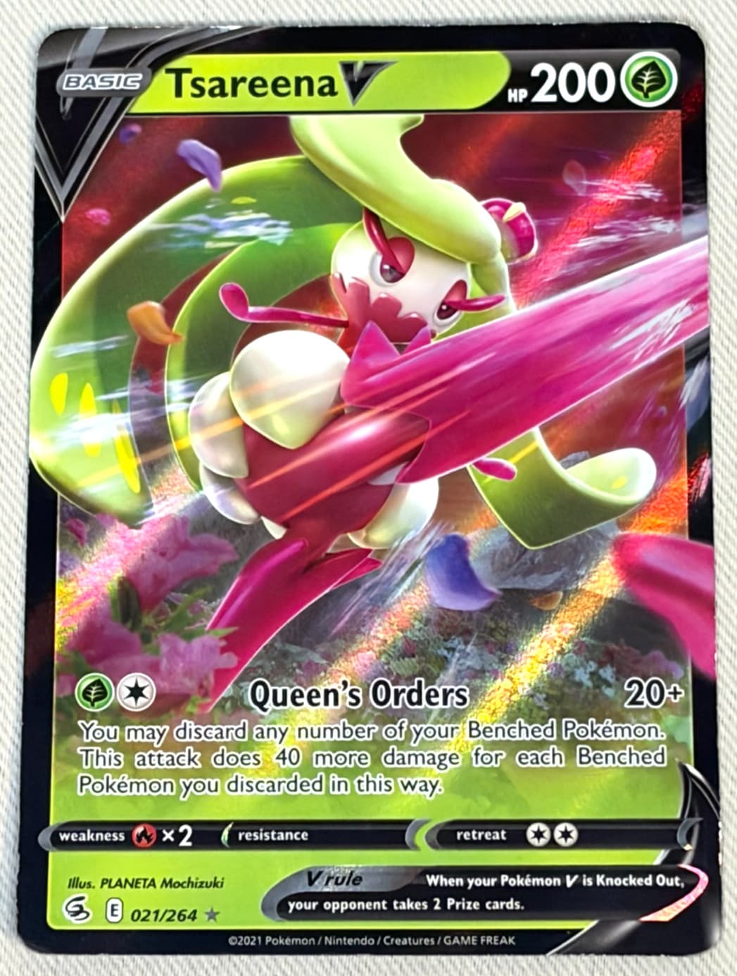 Tsareena V 21/264 Fusion Strike Holo Rare V NM