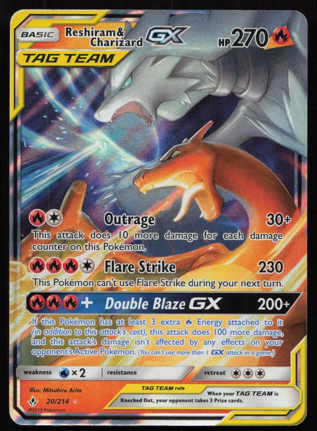 Pokemon SM - Unbroken Bonds Reshiram & Charizard GX 20/214 Holofoil
