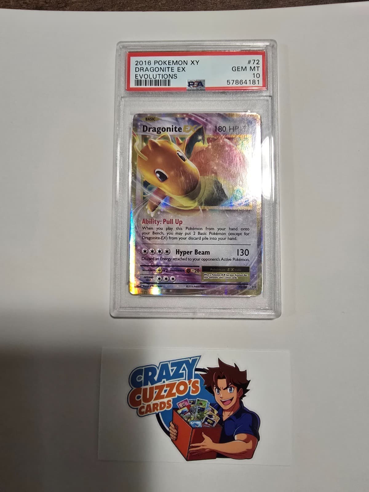 Dragonite EX 72/108 Evolutions Holo PSA 10