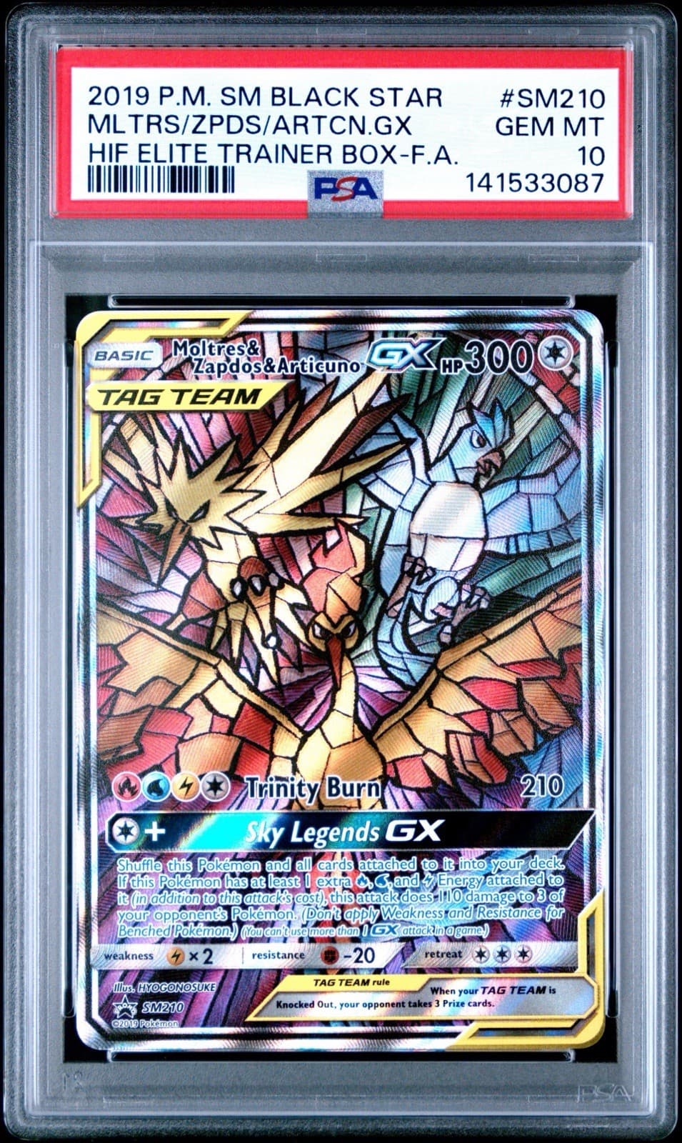 Moltres Zapdos Articuno GX SM210 Black Star Promo PSA 10 Gem Mint Holo Pokémon