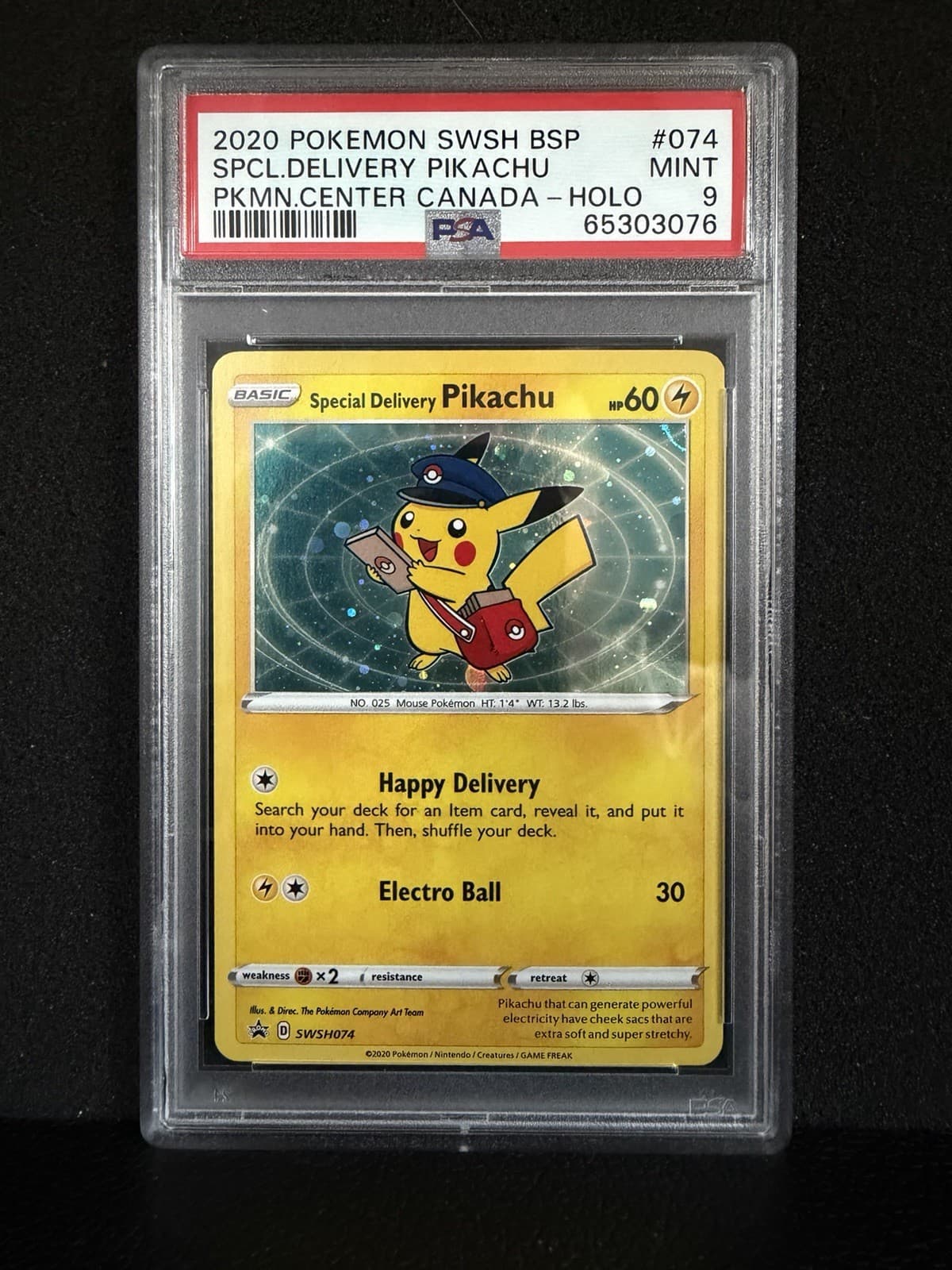Special Delivery Pikachu SWSH074 SWSH: Sword & Shield Promo PSA 9