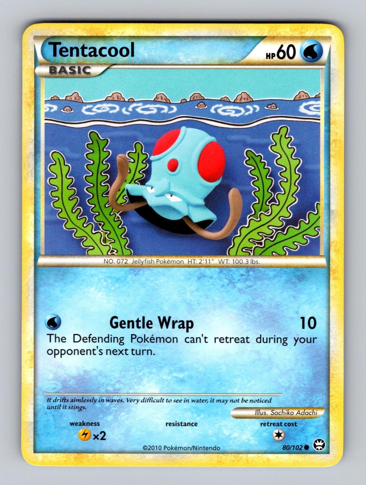 Tentacool 80/102 Common HGSS Triumphant Pokemon Lightly Played