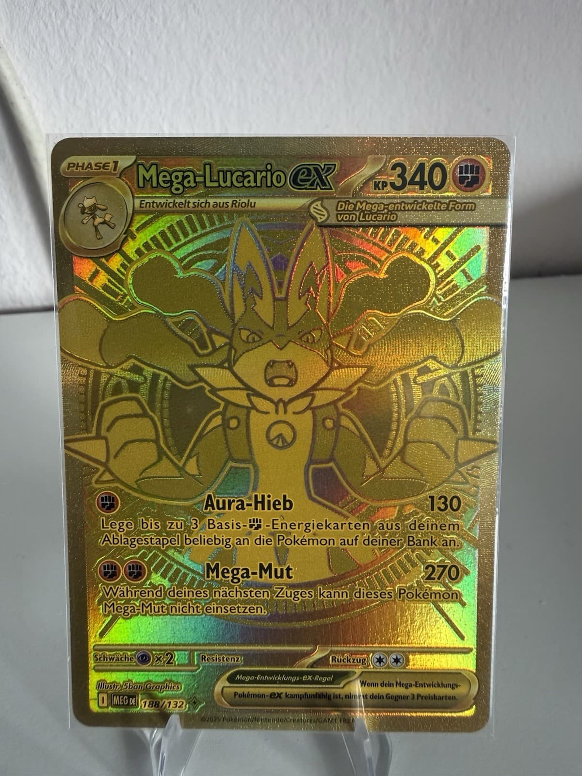 Mega-Lucario Ex 188/132 Mega Entwicklung DE Gold - Hyper Rare NM - Pokemon
