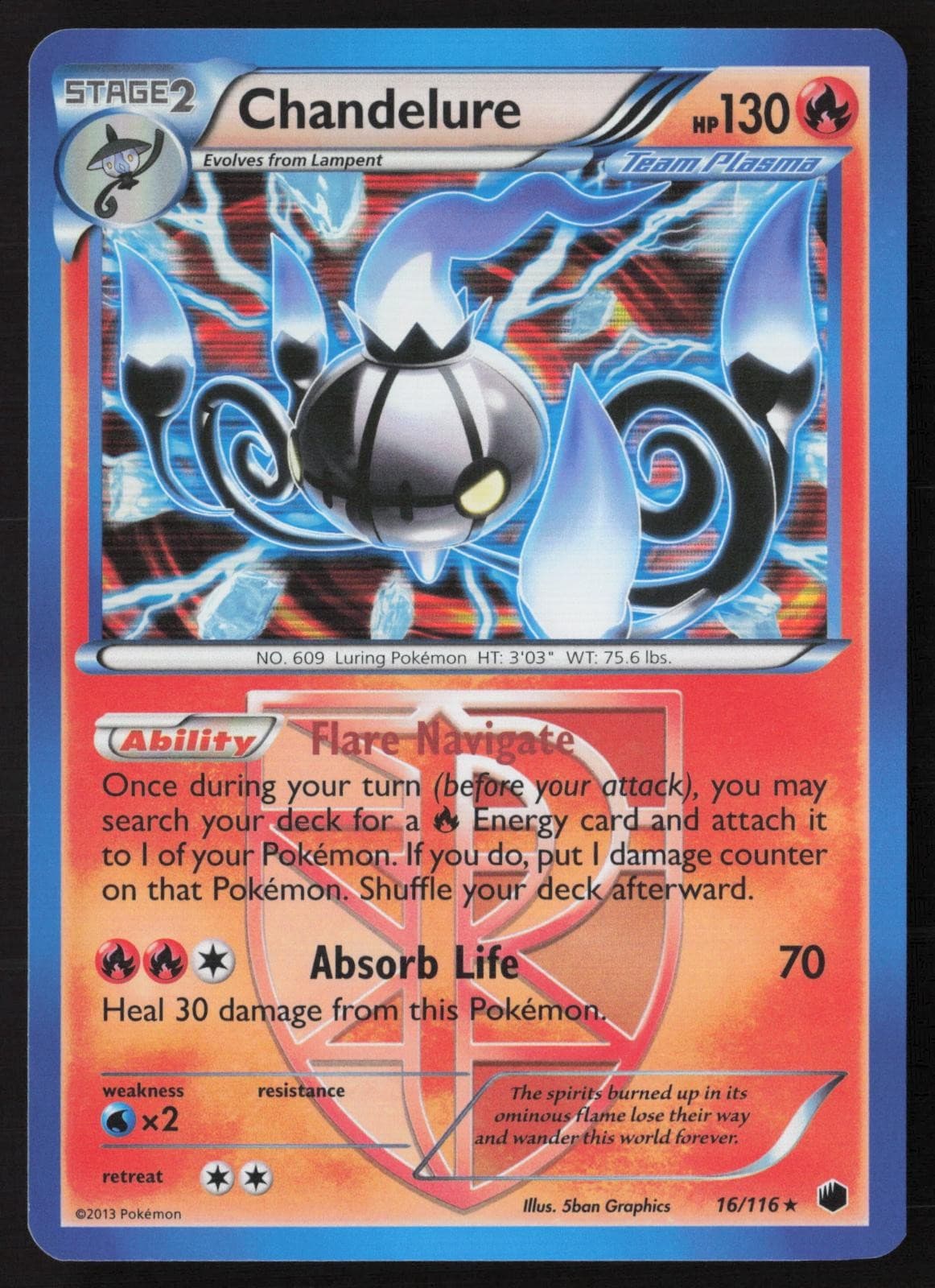Chandelure Full Holo 16/116 Pokemon Plasma Freeze LP