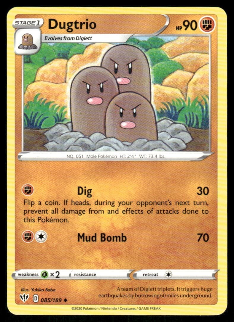 Dugtrio 85/189 Darkness Ablaze Pokemon TCG trading card