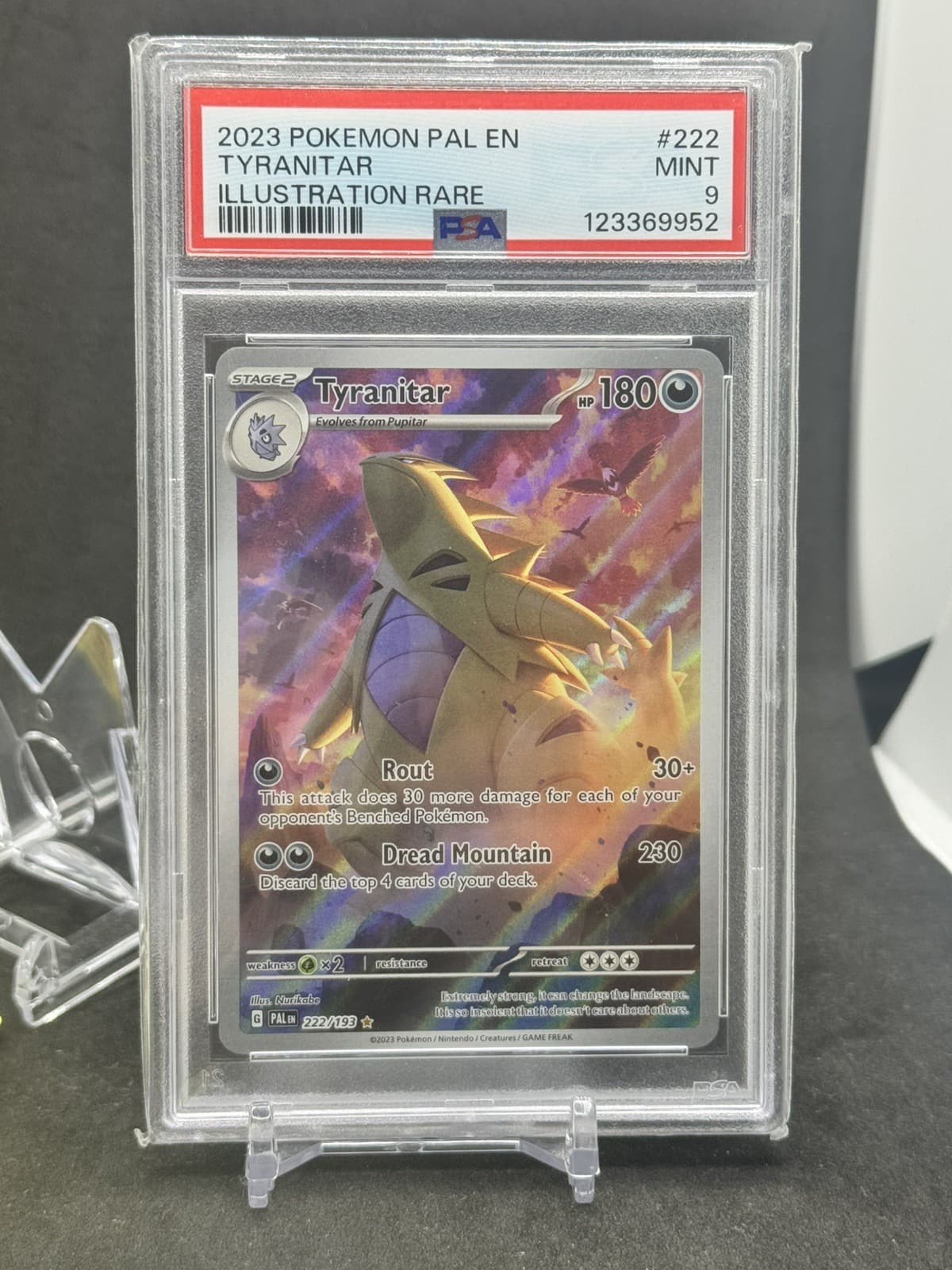 Tyranitar 222/193 Illustration Rare Holo 2023 Pokemon SV02 Paldea Evolved PSA 9