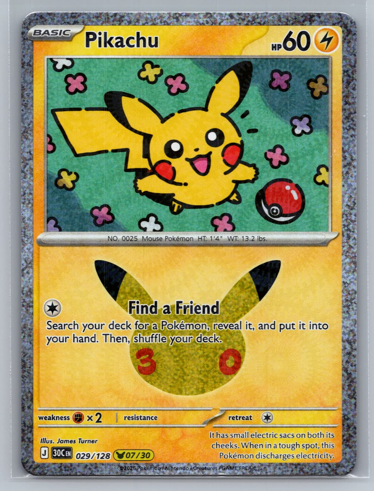 Pikachu #29/128 2026 30th Celebration Pokemon TCG