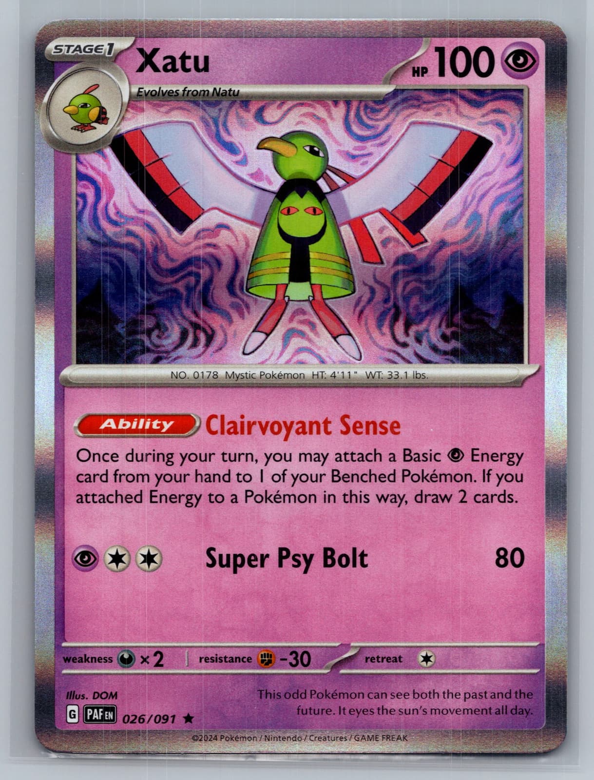 Xatu #26/91 2024 Paldean Fates Pokemon TCG