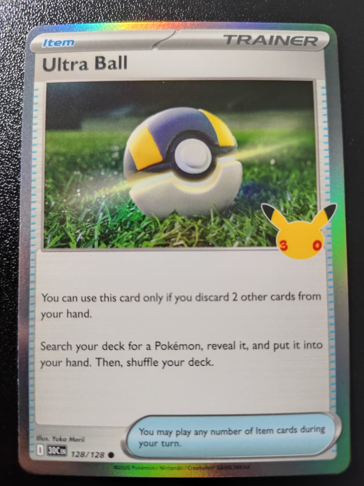 Pokemon 30th Celebration Ultra Ball Holo Common Trainer Card 128/128 NM
