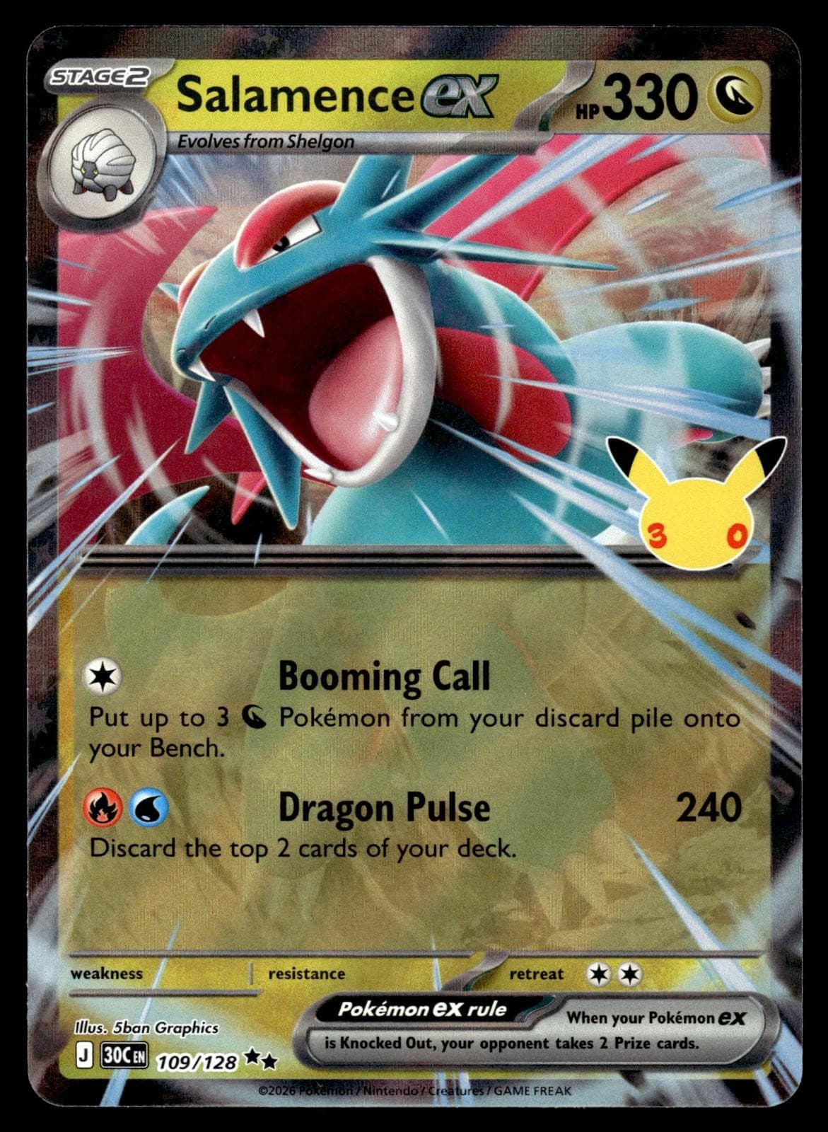 Salamence ex 109/128 Double Rare ME: 30th Celebration Pokemon Holo Near Mint