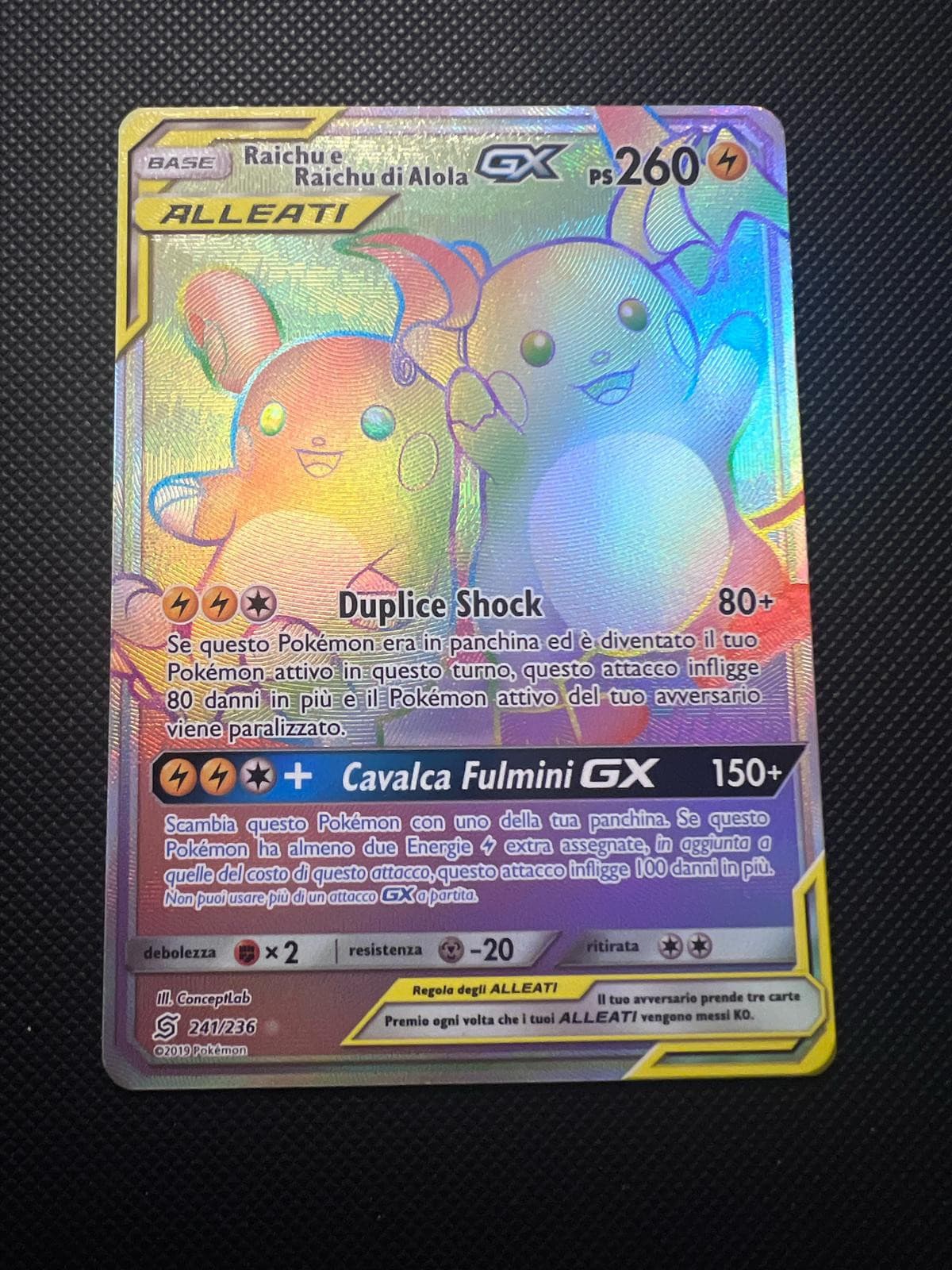 RAICHU E RAICHU DI ALOLA GX HYPER - SINTONIA MENTALE 241/236 - MINT /NEAR MINT
