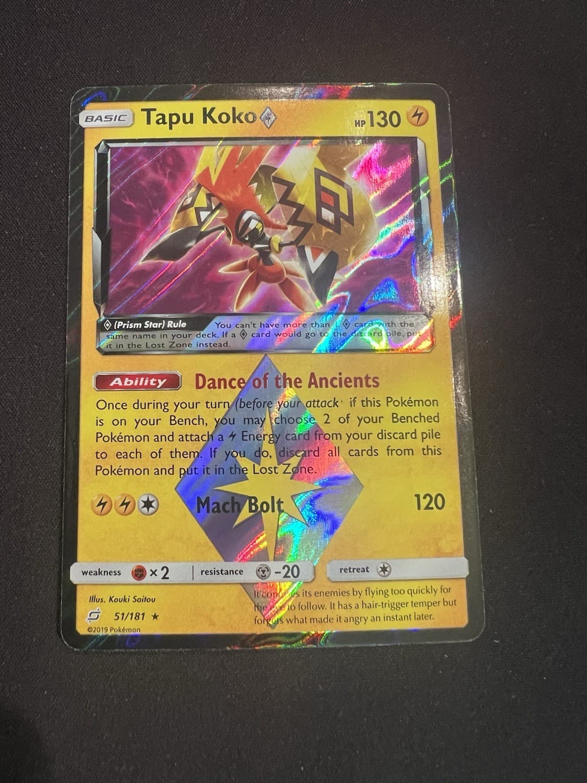 Tapu Koko Prism Star 51/181 Sm-Team Up Holo Pokemon Card Rare Grade Worthy MINT