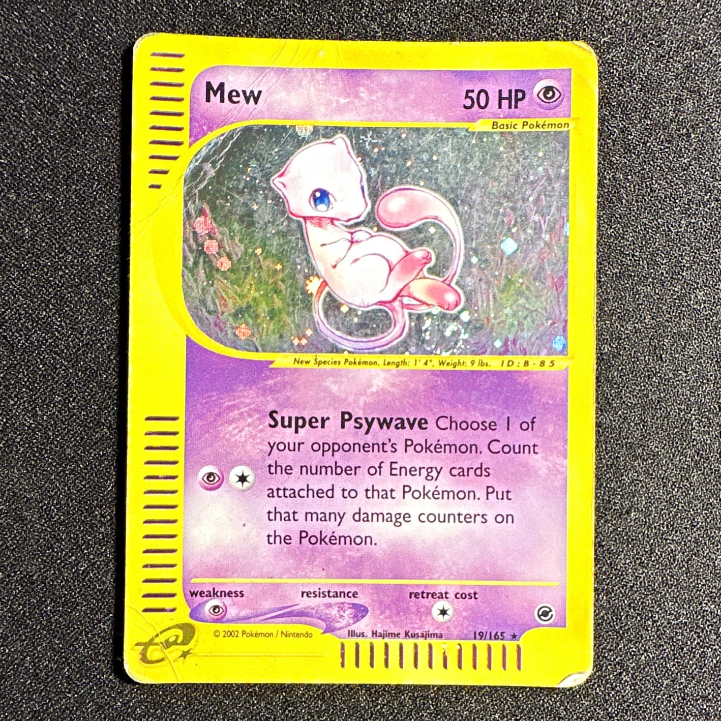 Mew 19/165 Expedition Base Set Holo Holo Rare 50 HP Super Psywave Eng 2002