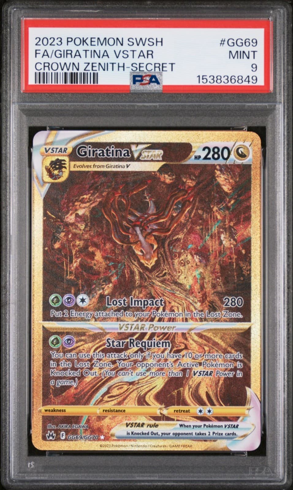 Giratina VSTAR PSA 9 Alt Art Gold Crown Zenith GG69/GG70 Pokemon Card Holo 2023