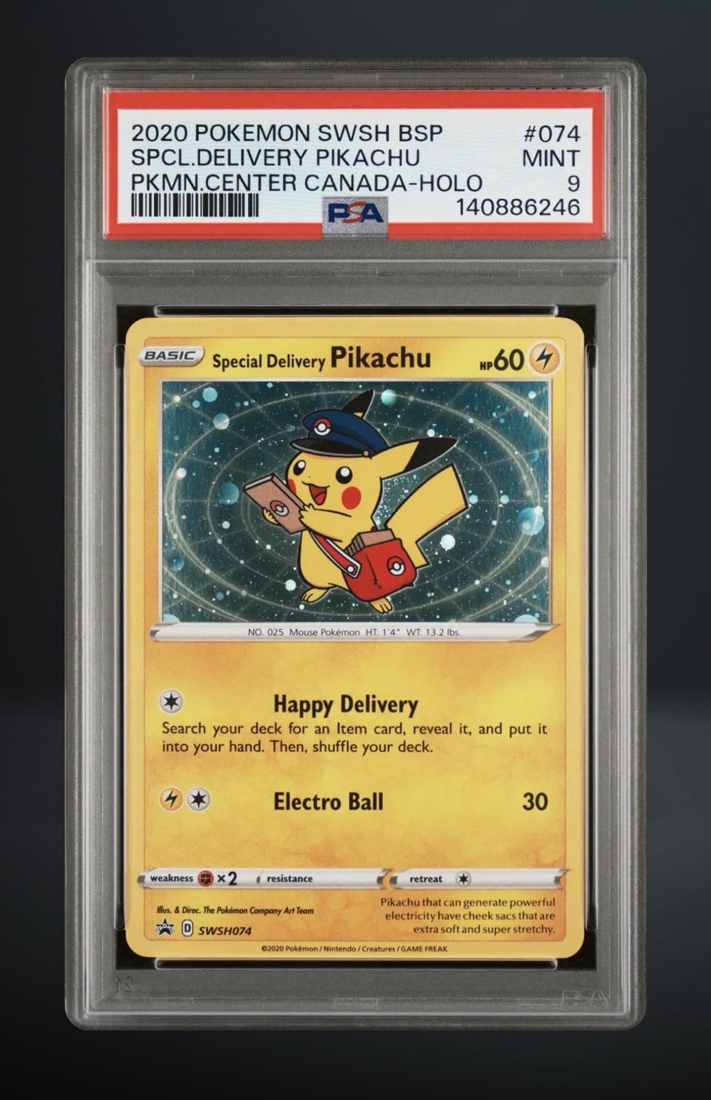 The Pokémon Company Special Delivery Pikachu SWSH074 SWSH Promo Holo PSA 9