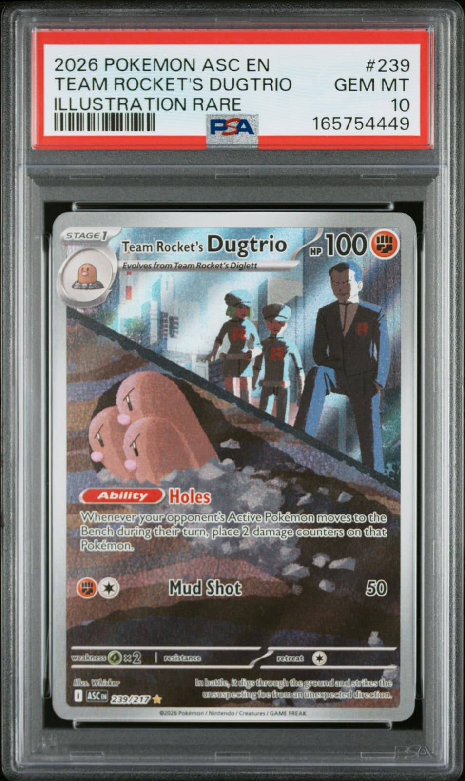 2026 POKEMON ASC EN-ASCENDED HEROES #239 TEAM ROCKET'S DUGTRIO PSA 10