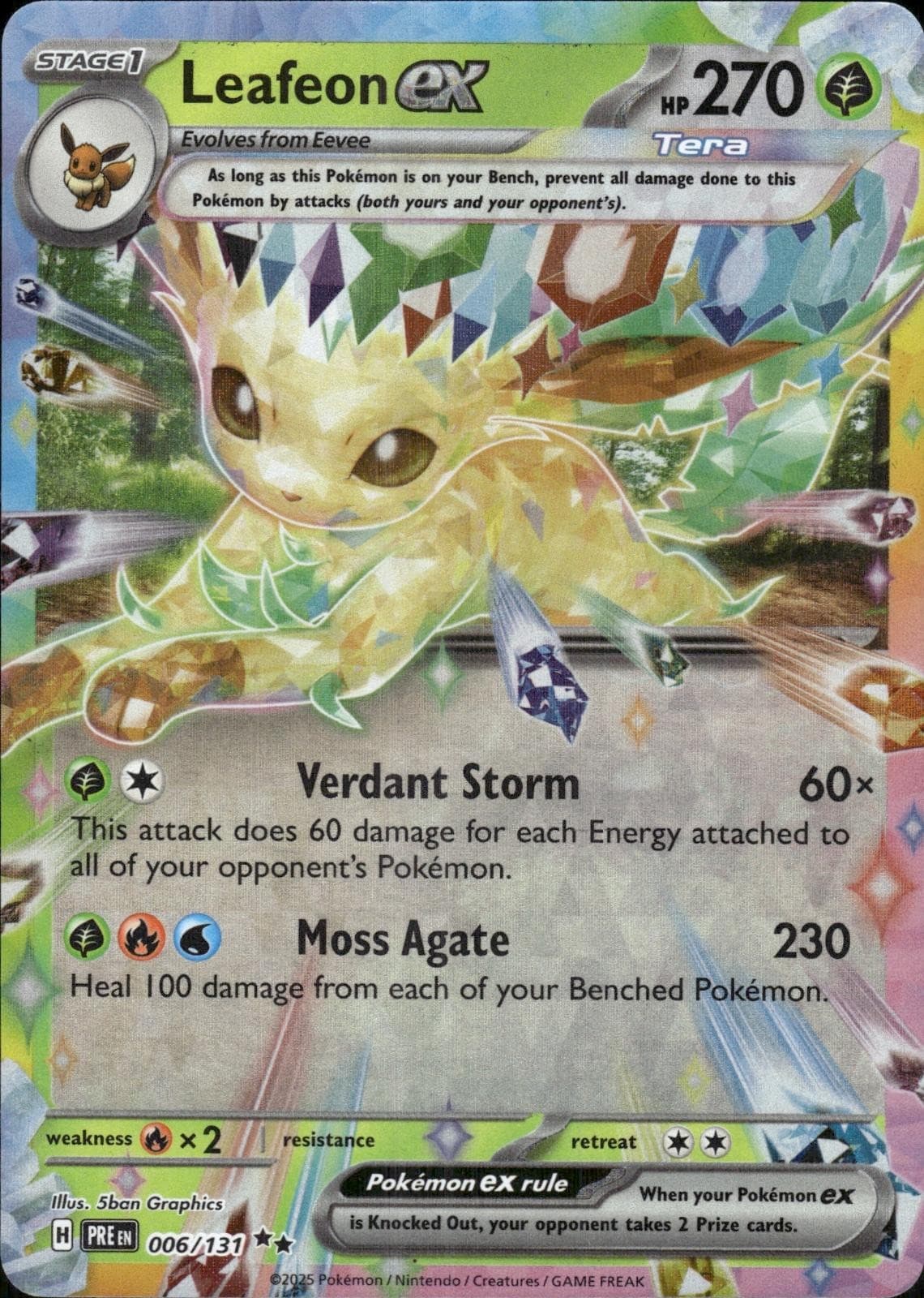 Leafeon ex 006/131 Holo Double Rare Prismatic Evolutions Pokemon Near Mint