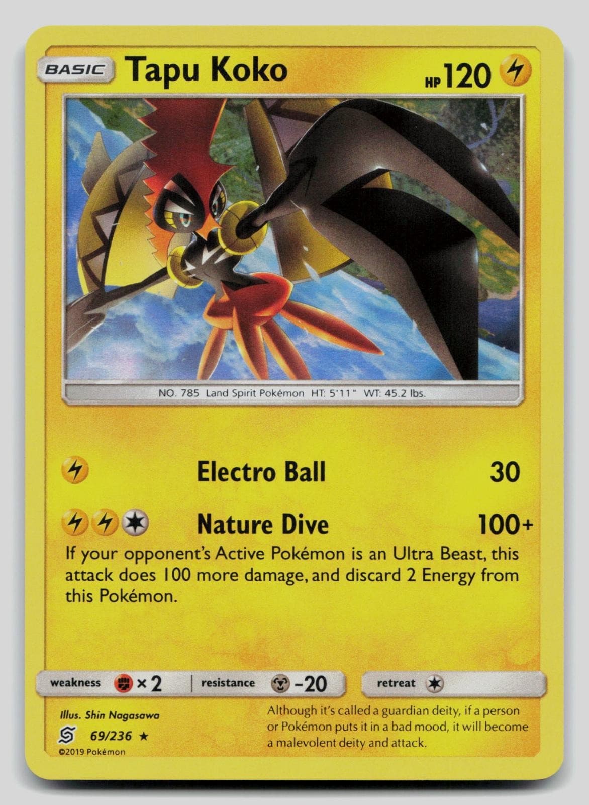Tapu Koko 69/236 Holo Rare Unified Minds Pokemon Near Mint