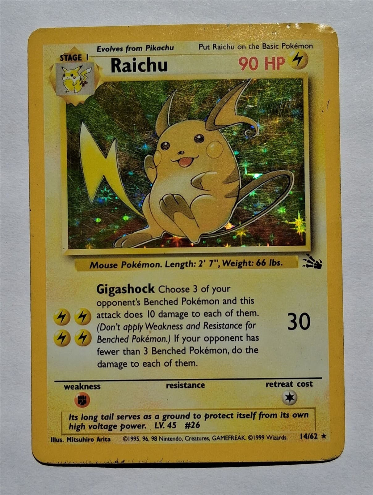 Pokemon - Raichu - Fossil 14/62 - Holo Rare - HP