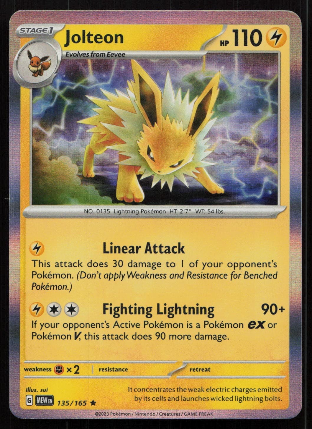 Pokemon Jolteon Holo Scarlet & Violet 151 135/165 LP