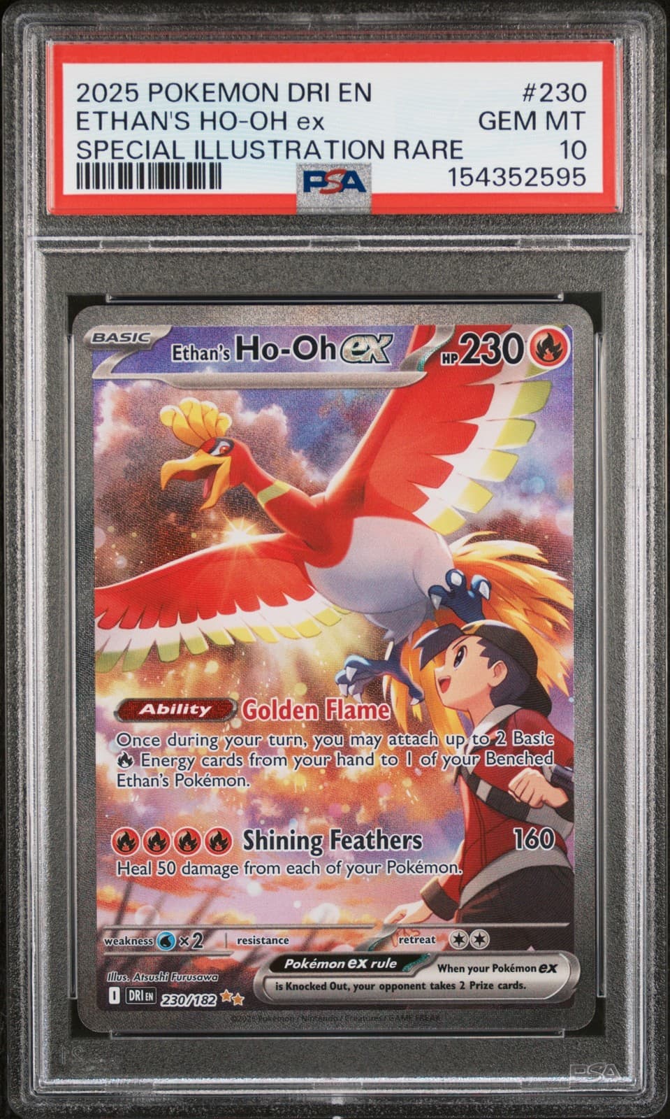 2025 POKEMON DRI EN-DESTINED RIVALS #230 ETHAN'S HO-OH EX PSA 10