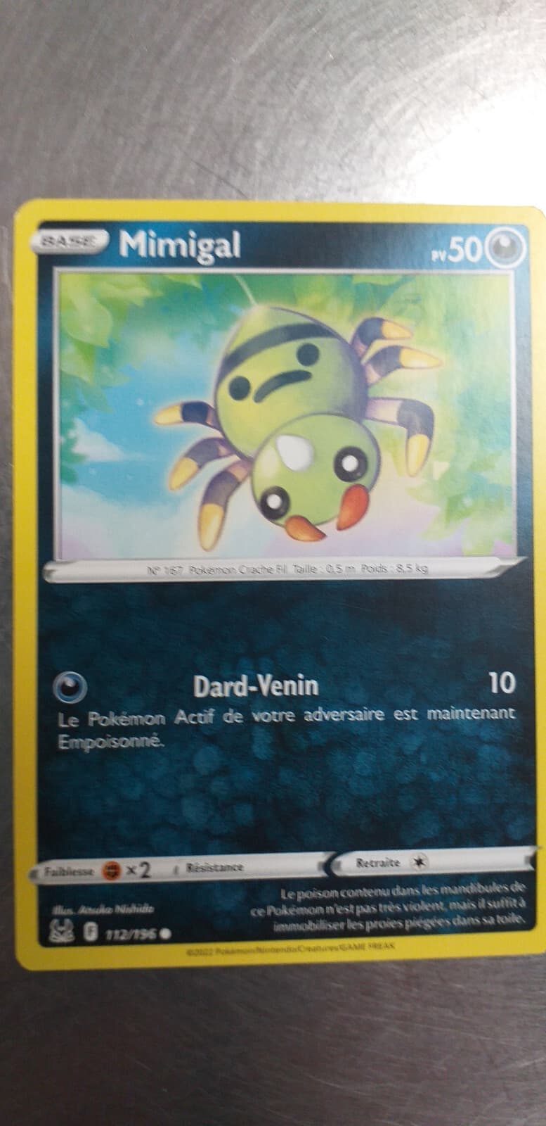 Carte Pokémon Mimigal 112/196 Origine Perdue, sorti du booster, français