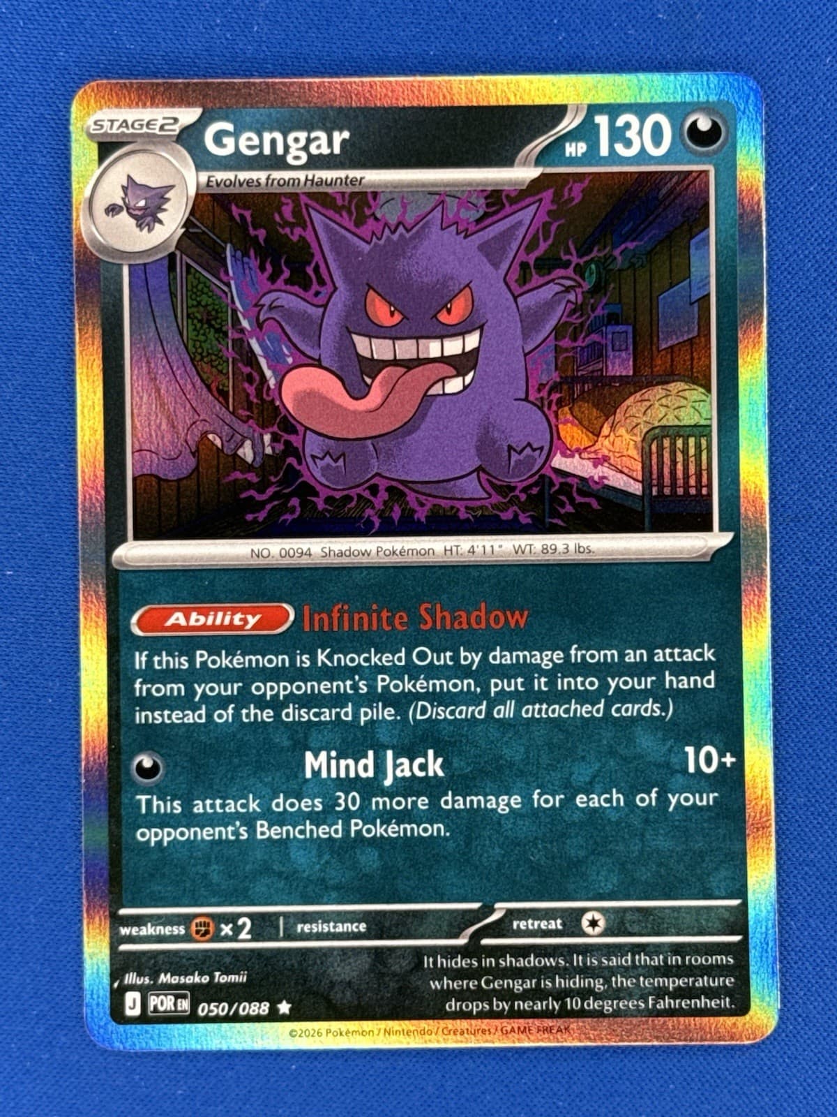 Gengar Pokémon TCG Card Perfect Order Rare Holo 50/88 NM 0620B