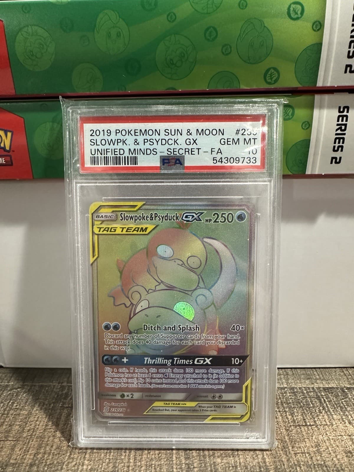 Pokemon 2019 Unified Minds Slowpoke & Psyduck GX 239/236 PSA 10