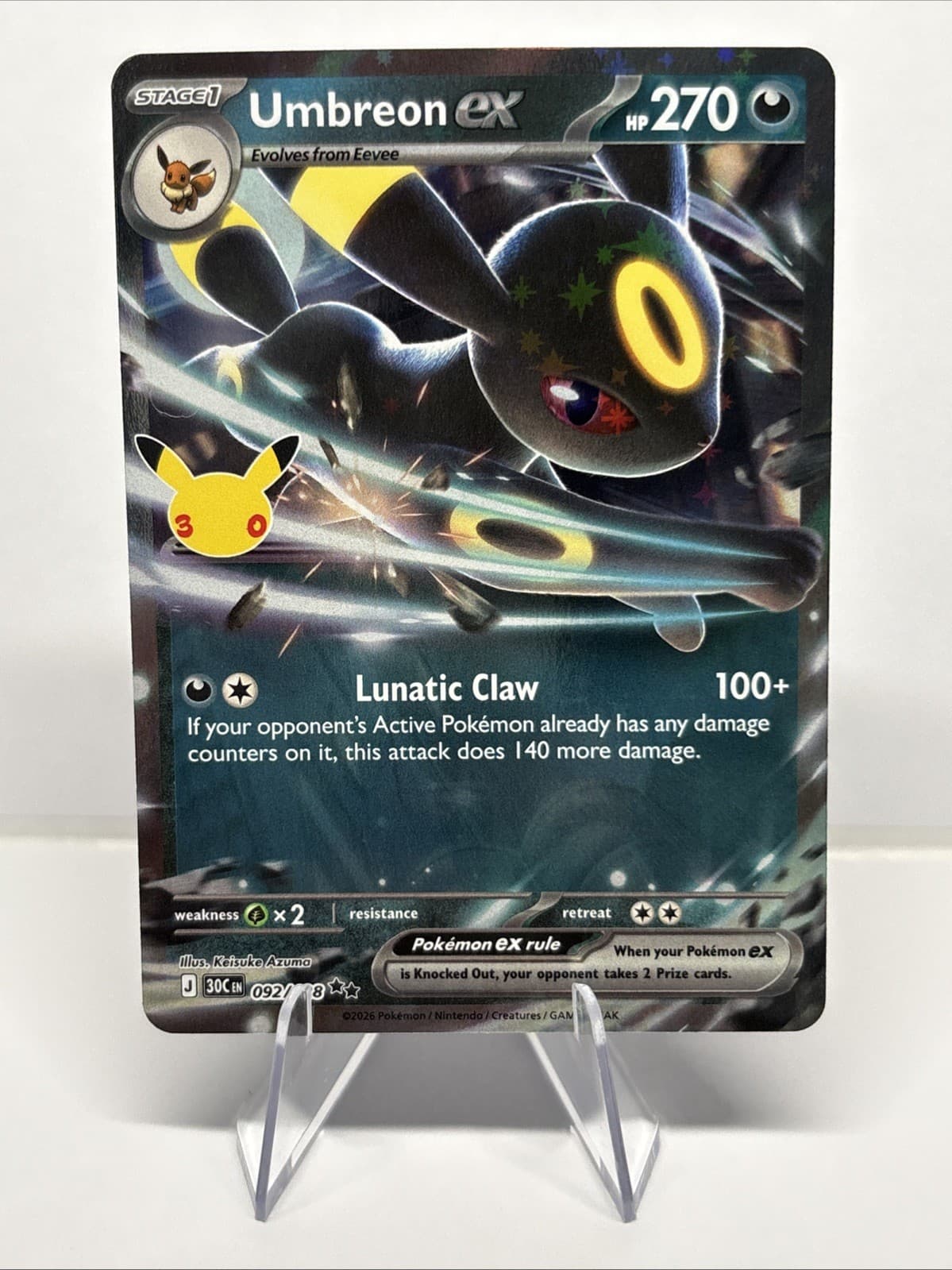Umbreon ex 092/128 ME: 30th Celebration Pokemon Holo Double Rare