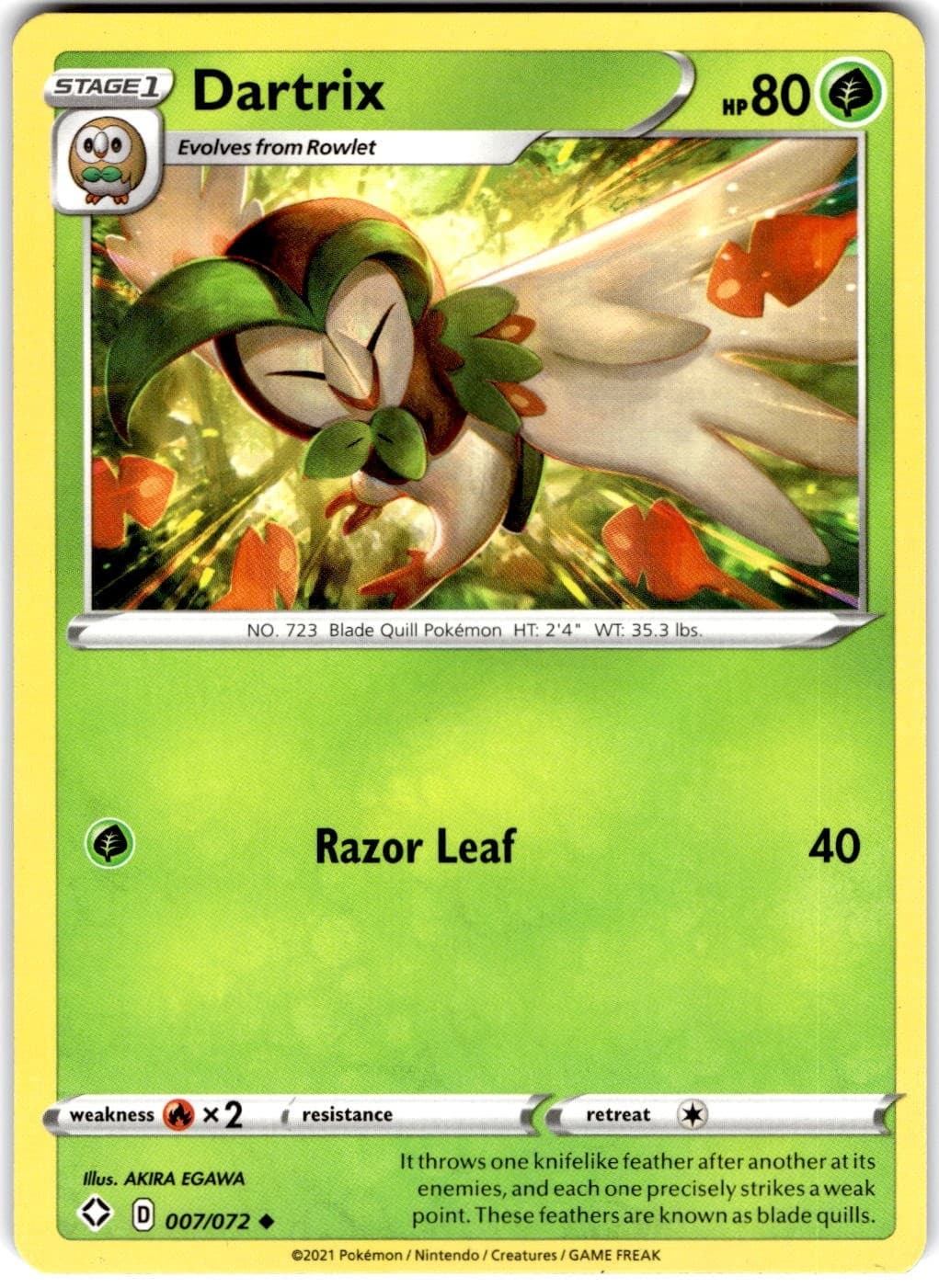 Pokemon Dartrix Shining Fates 7 Non Holo English