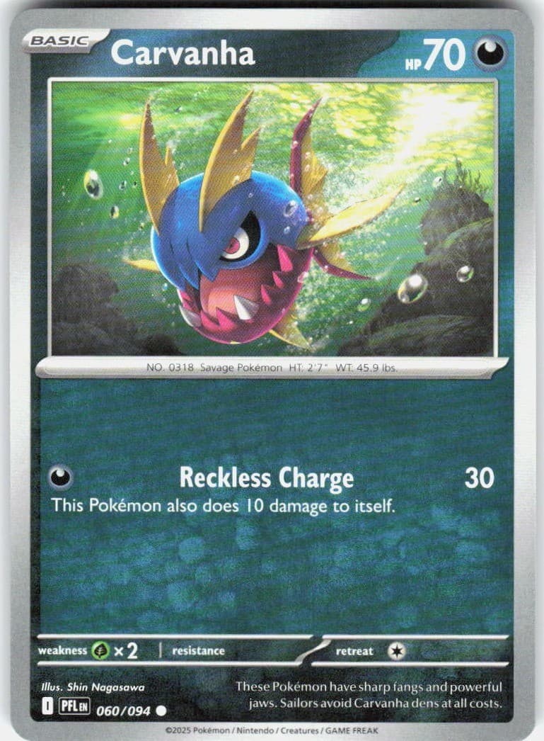 Carvanha 060/094 60 ME02 Phantasmal Flames C NM English Pokémon