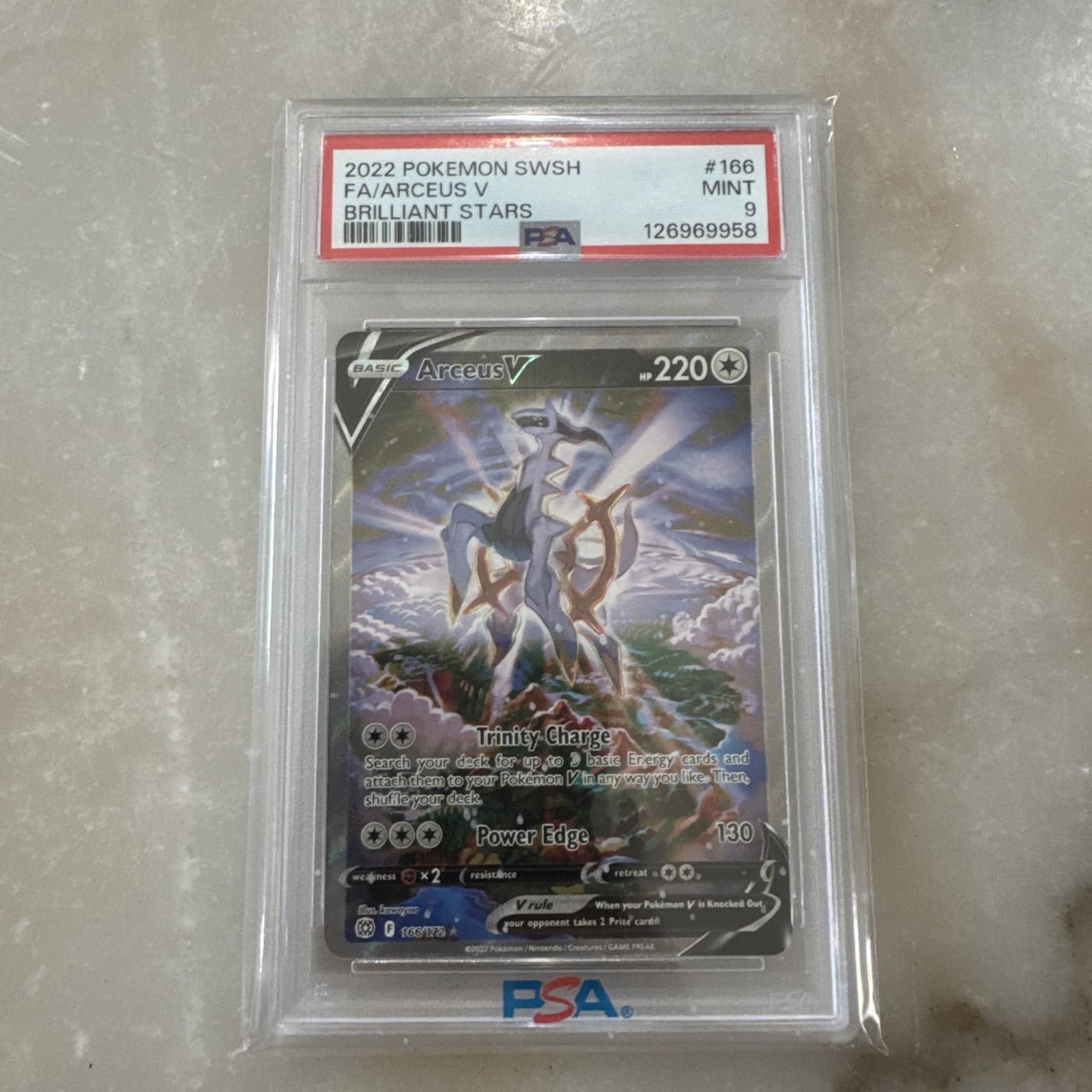 Pokemon Arceus V 166/172 Brilliant Stars Alt Full Art Holo Ultra Rare PSA 9