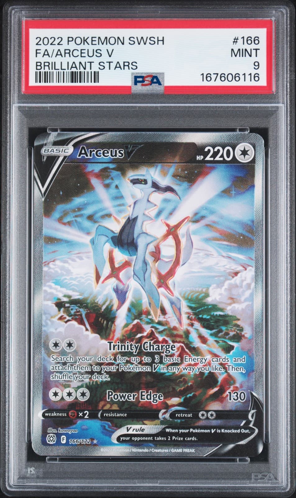 2022 POKEMON SWORD & SHIELD BRILLIANT STARS FA/ARCEUS V #166 PSA 9