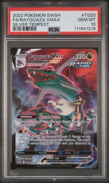2022 POKEMON SWORD & SHIELD #TG20 FA/RAYQUAZA VMAX SILVER TEMPEST PSA 10 (219