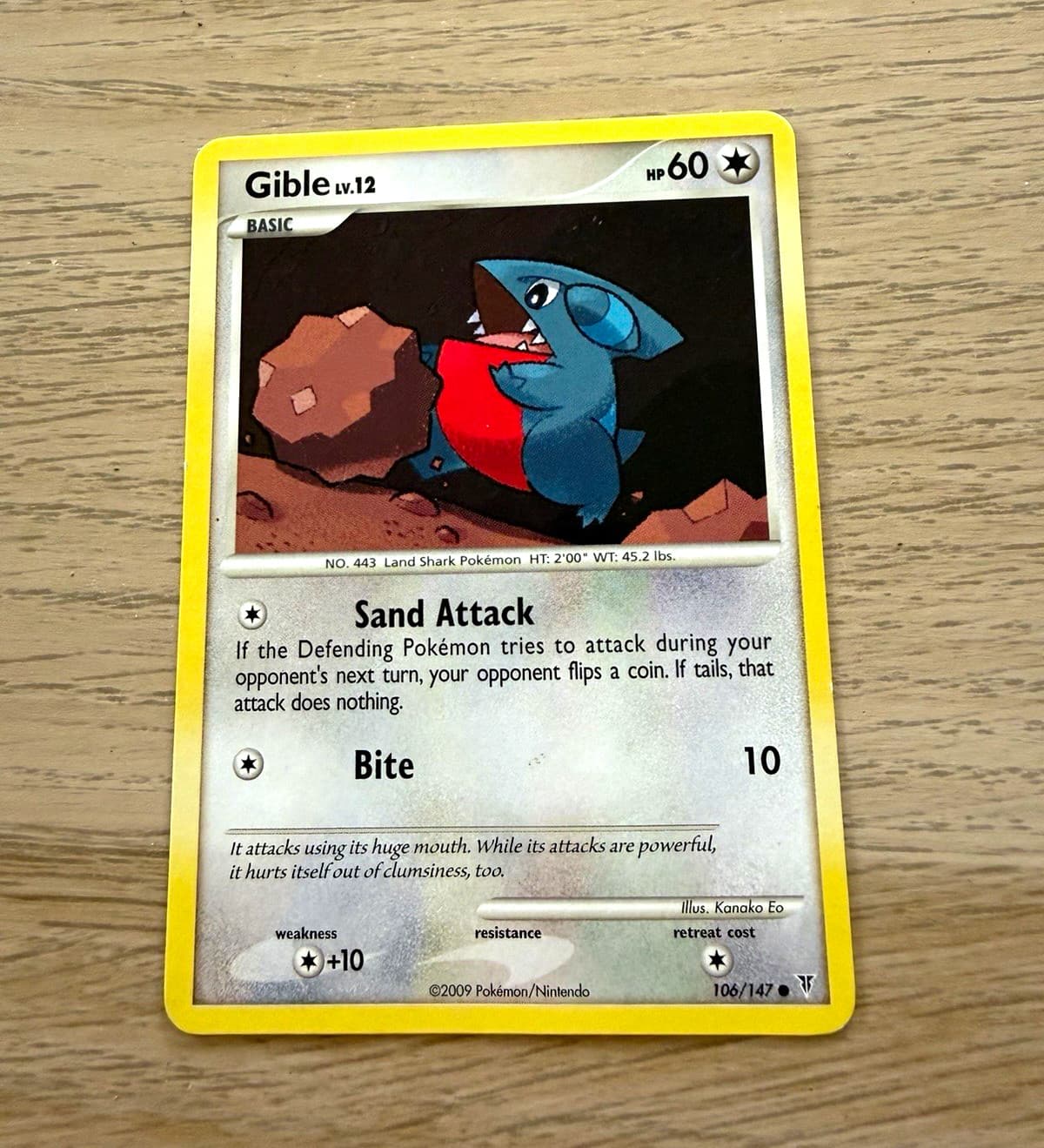 Pokémon TCG Gible 106/147 Supreme Victors Non Holo Common - 2009