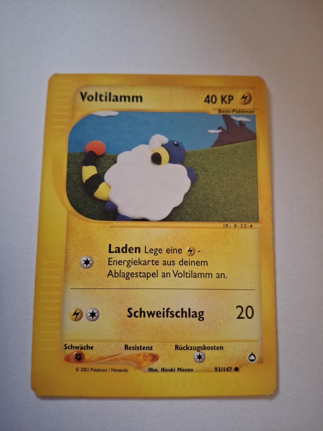 Pokémon TCG Sammelkarte Voltilamm 93/147 Common Aquapolis 2002 vintage deutsch