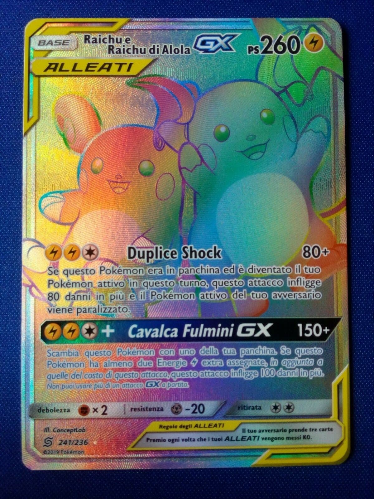 RAICHU E RAICHU DI ALOLA GX HYPER - SINTONIA MENTALE 241/236 - MINT /NEAR MINT