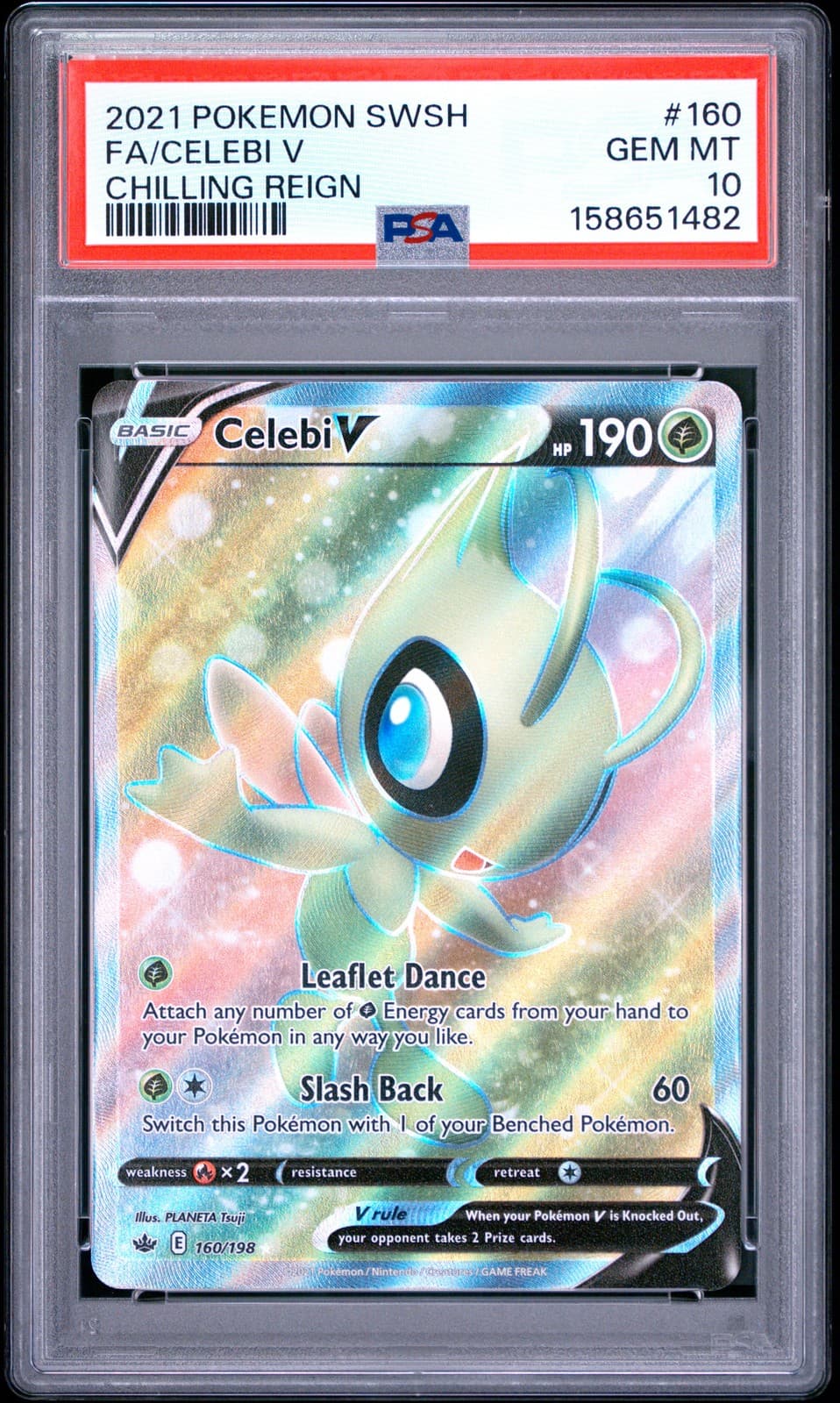 2021 POKEMON SWORD & SHIELD CHILLING REIGN #160 FULL ART/CELEBI V PSA 10