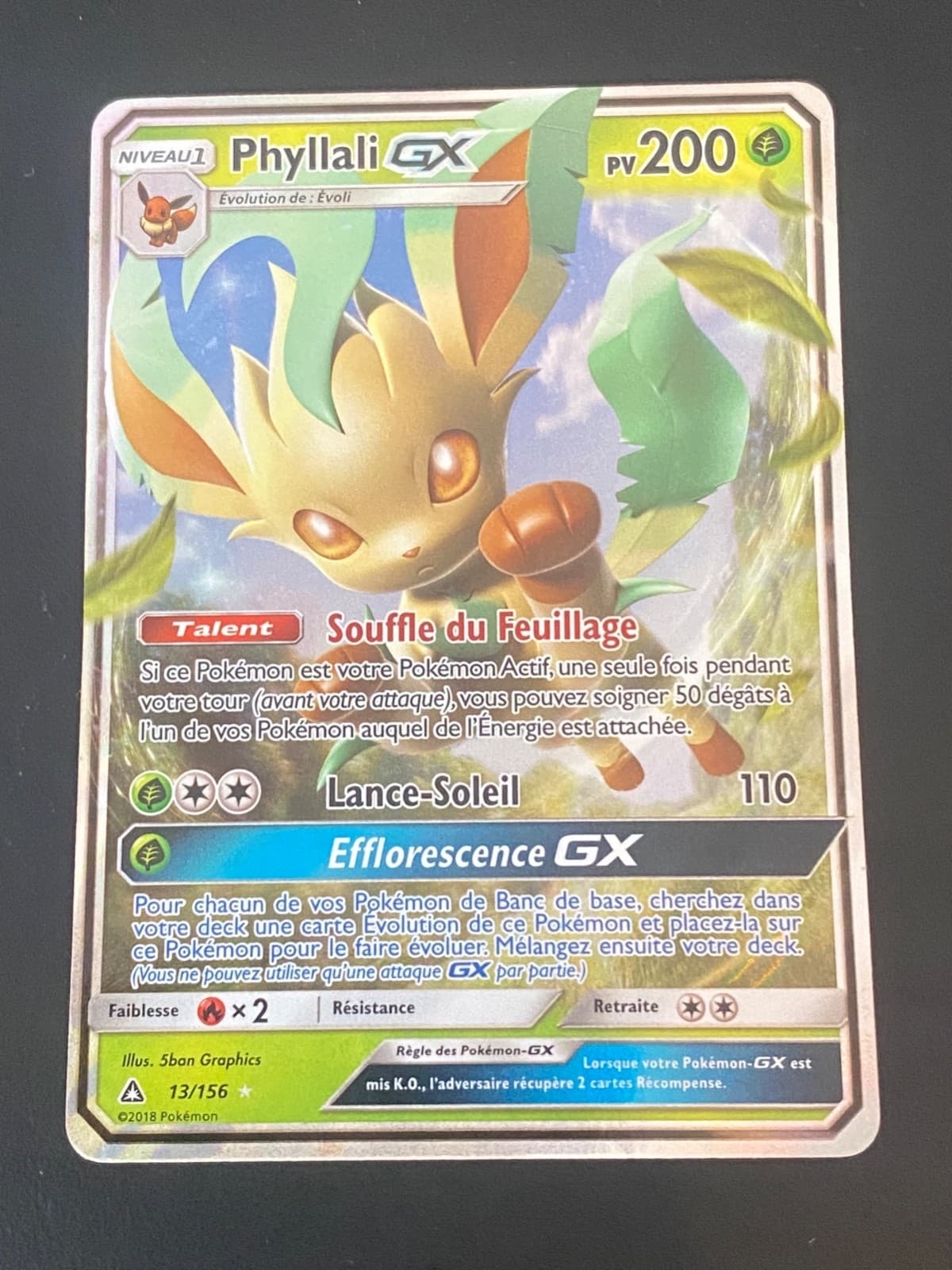 CARTE POKEMON PHYLLALI GX 13/156 ULTRA RARE SL ULTRA PRISME - NM+