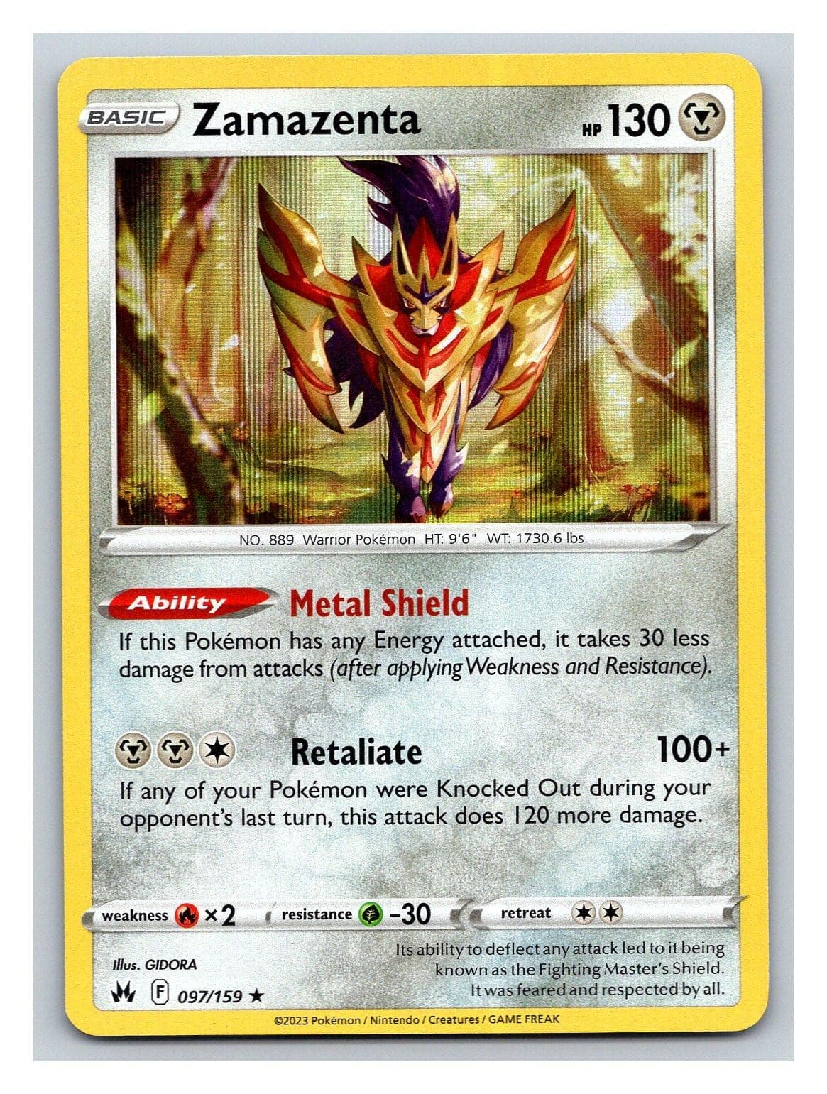 Zamazenta 097/159 Holo Rare Crown Zenith Pokemon Near Mint