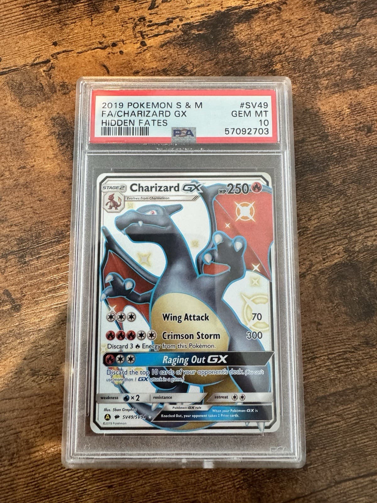 2019 Pokemon SM Hidden Fates Charizard GX #SV49/SV94 PSA 10 GEM MINT