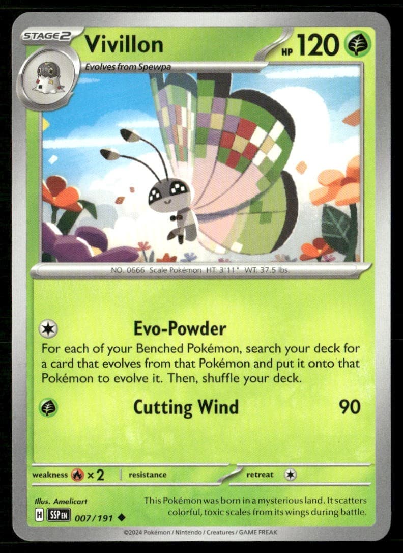 Vivillon 007/191 Uncommon Surging Sparks Pokemon Near Mint